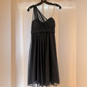 David’s Bridal Navy One Shoulder Bridesmaid Dress